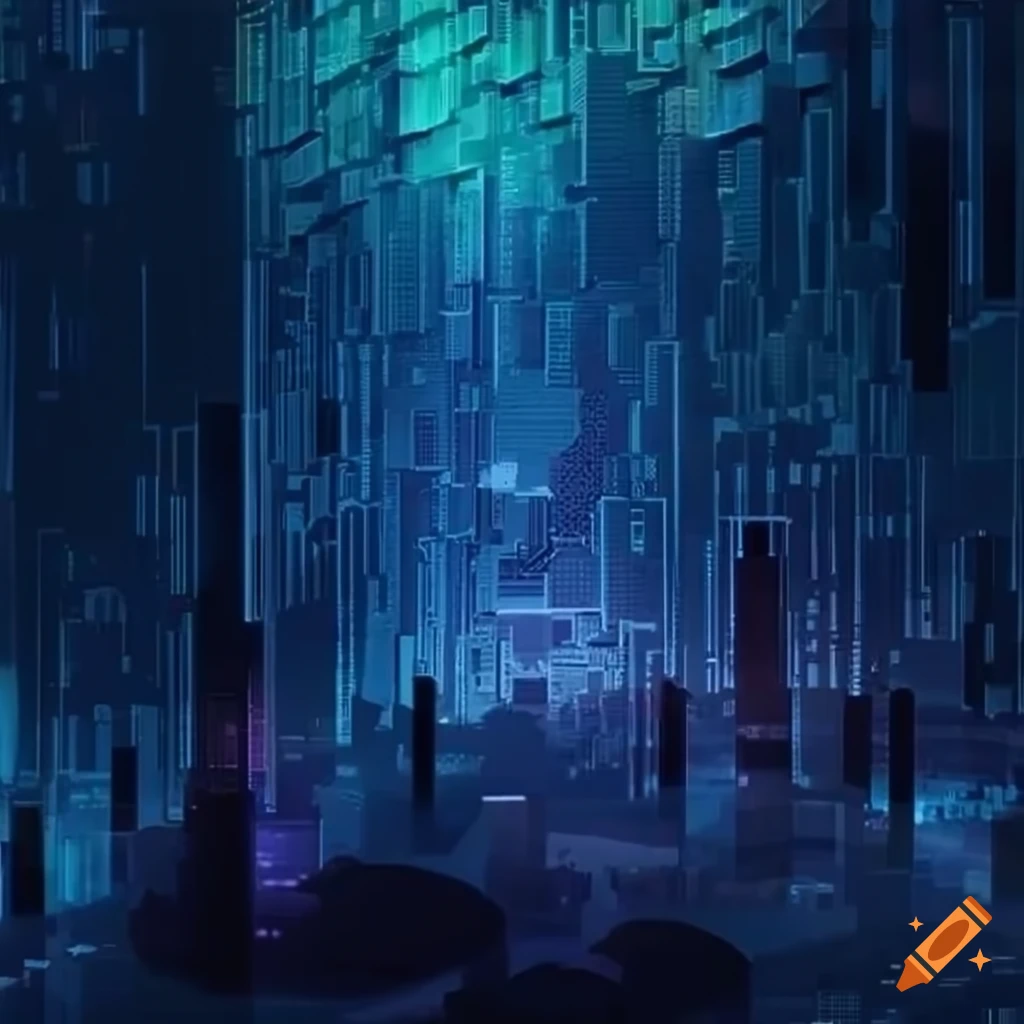 Digital art of blockchain forest mosaic on Craiyon