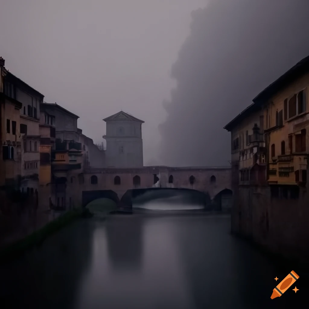 captivating photo of an old misty bridge