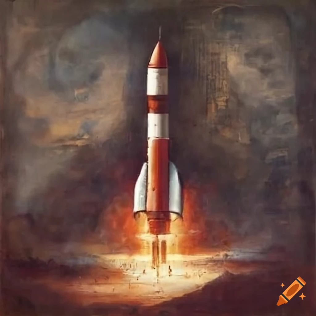 Leonardo da vinci's painting of a rocket on Craiyon