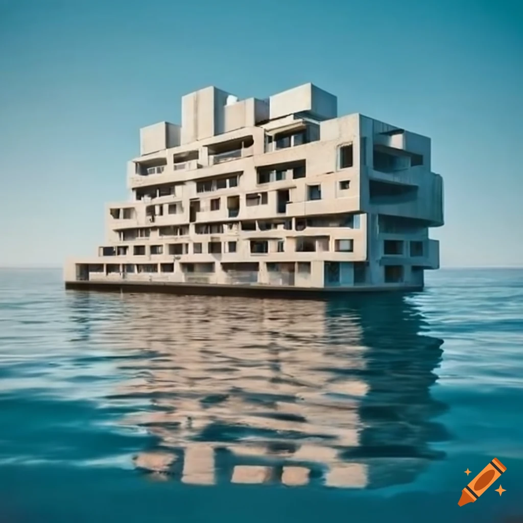 60's brutalist architecture apartments on water