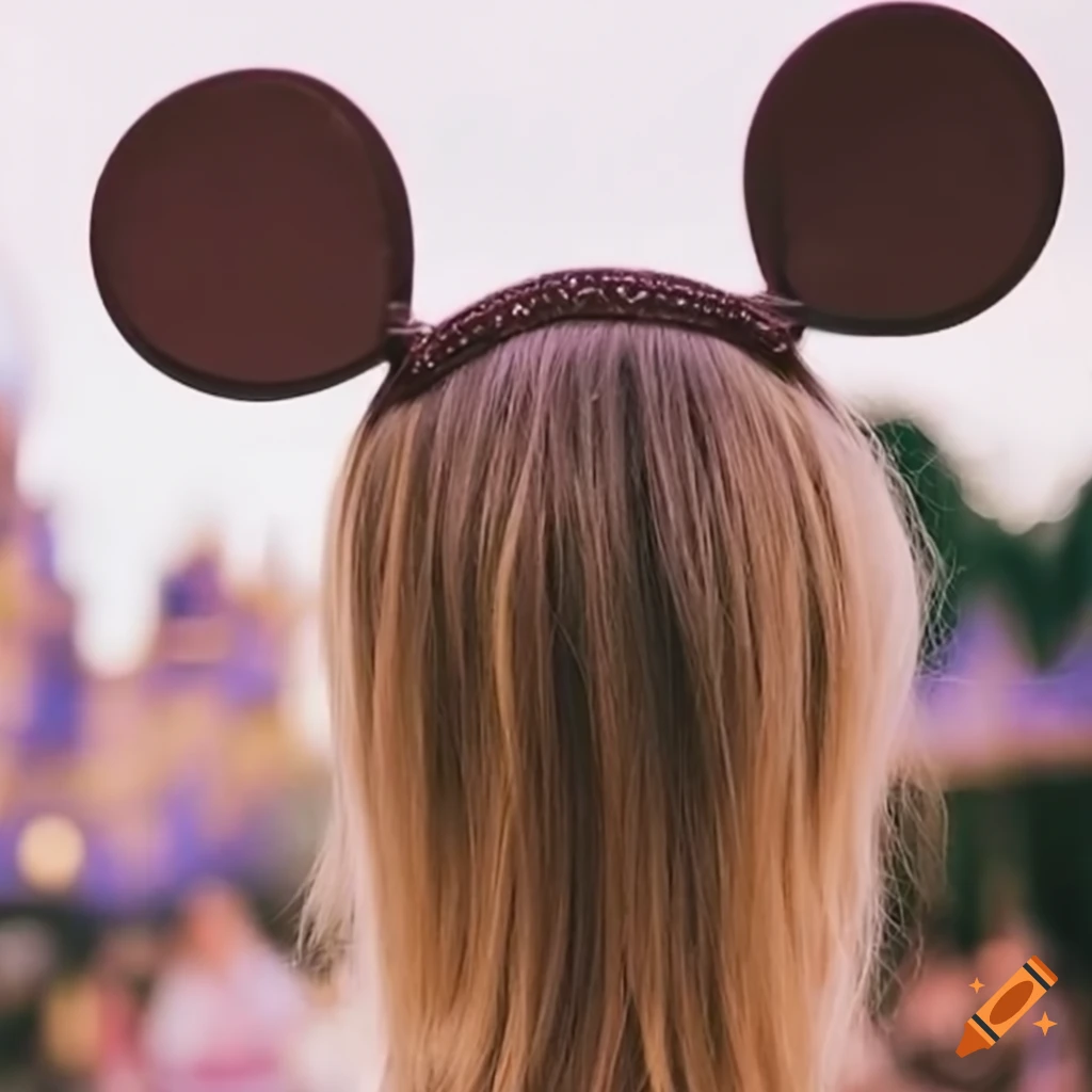 Blonde Girl Wearing Mouse Ears At Disney World On Craiyon