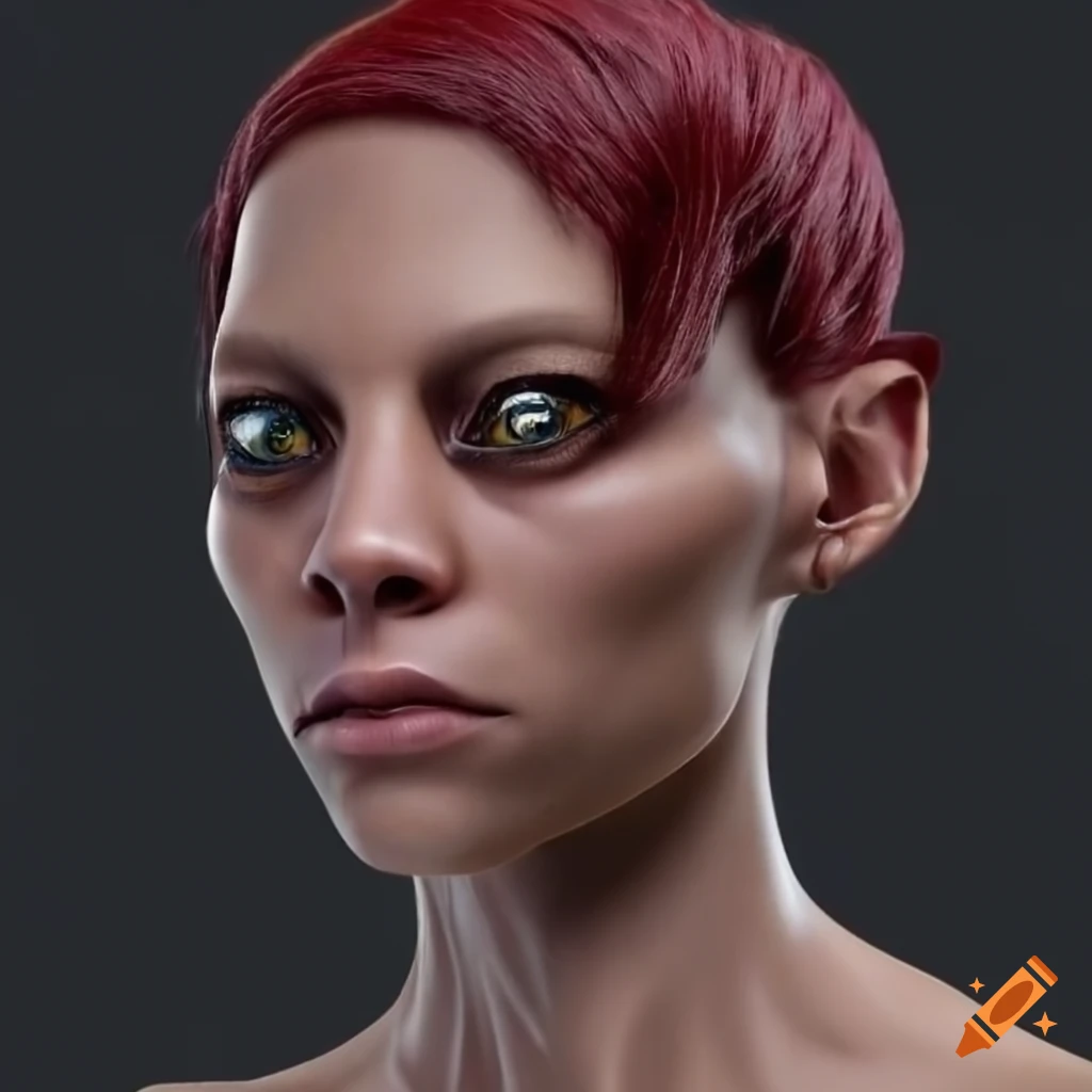 Portrait Of A Maroon Haired Humanoid Alien Woman On Craiyon 
