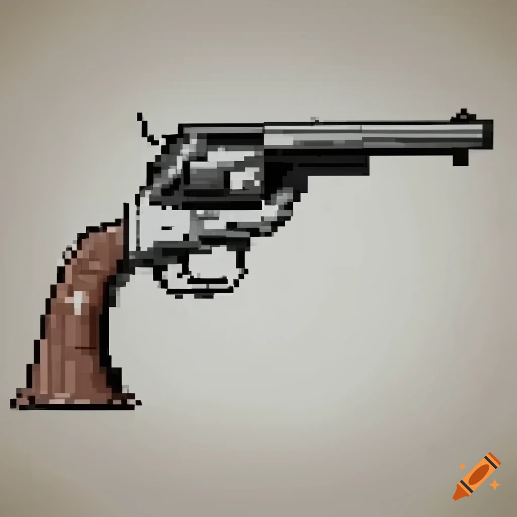 pixel art of a Colt double-action revolver