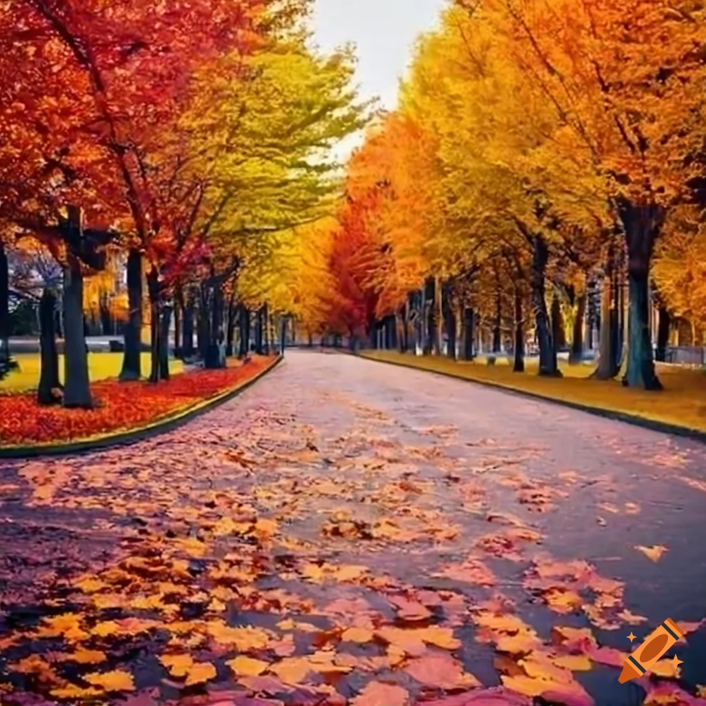Fall Colors In A Beautiful Street On Craiyon