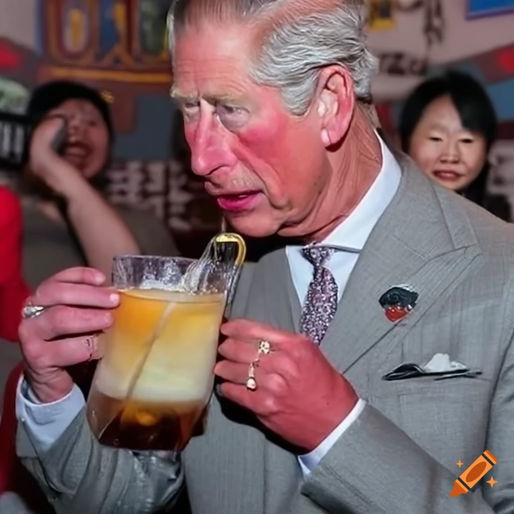 Prince Charles singing at a karaoke club