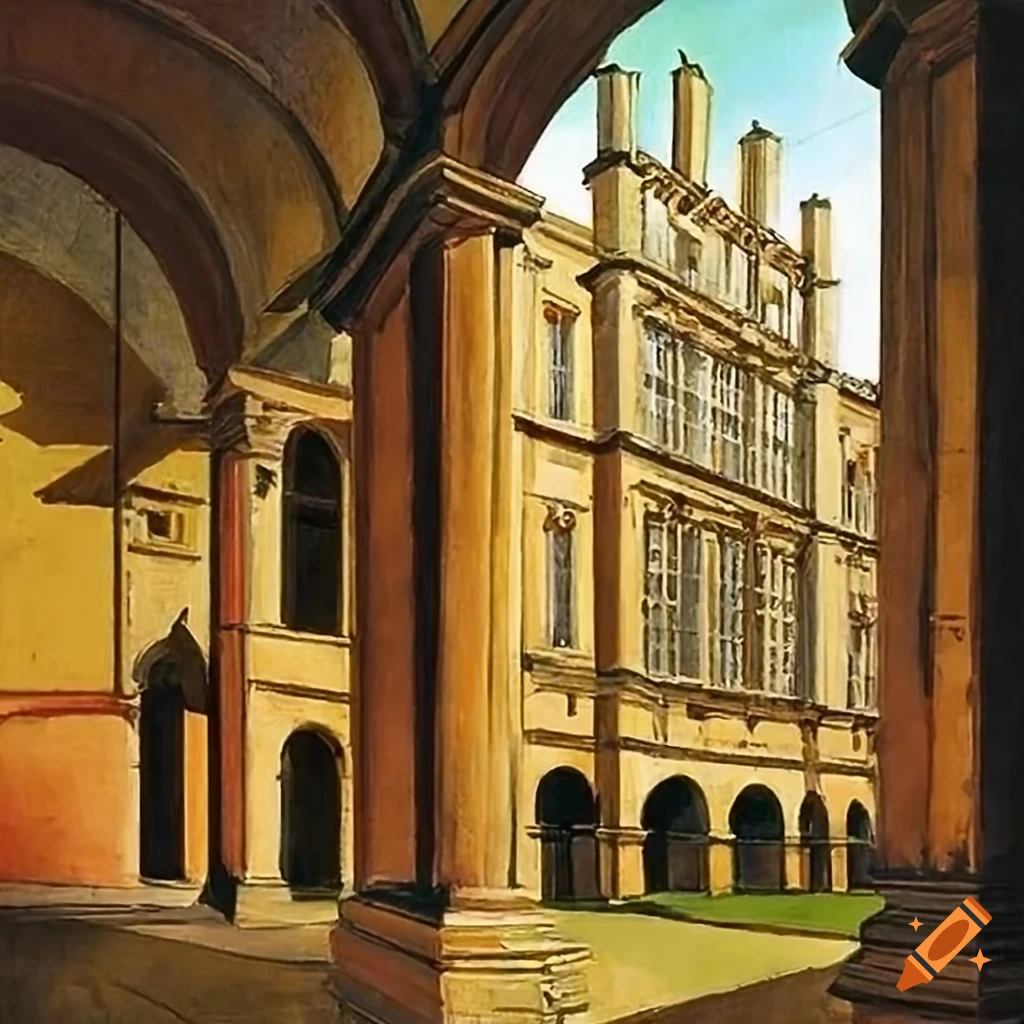 Giorgio de Chirico's painting of Bodleian library courtyard