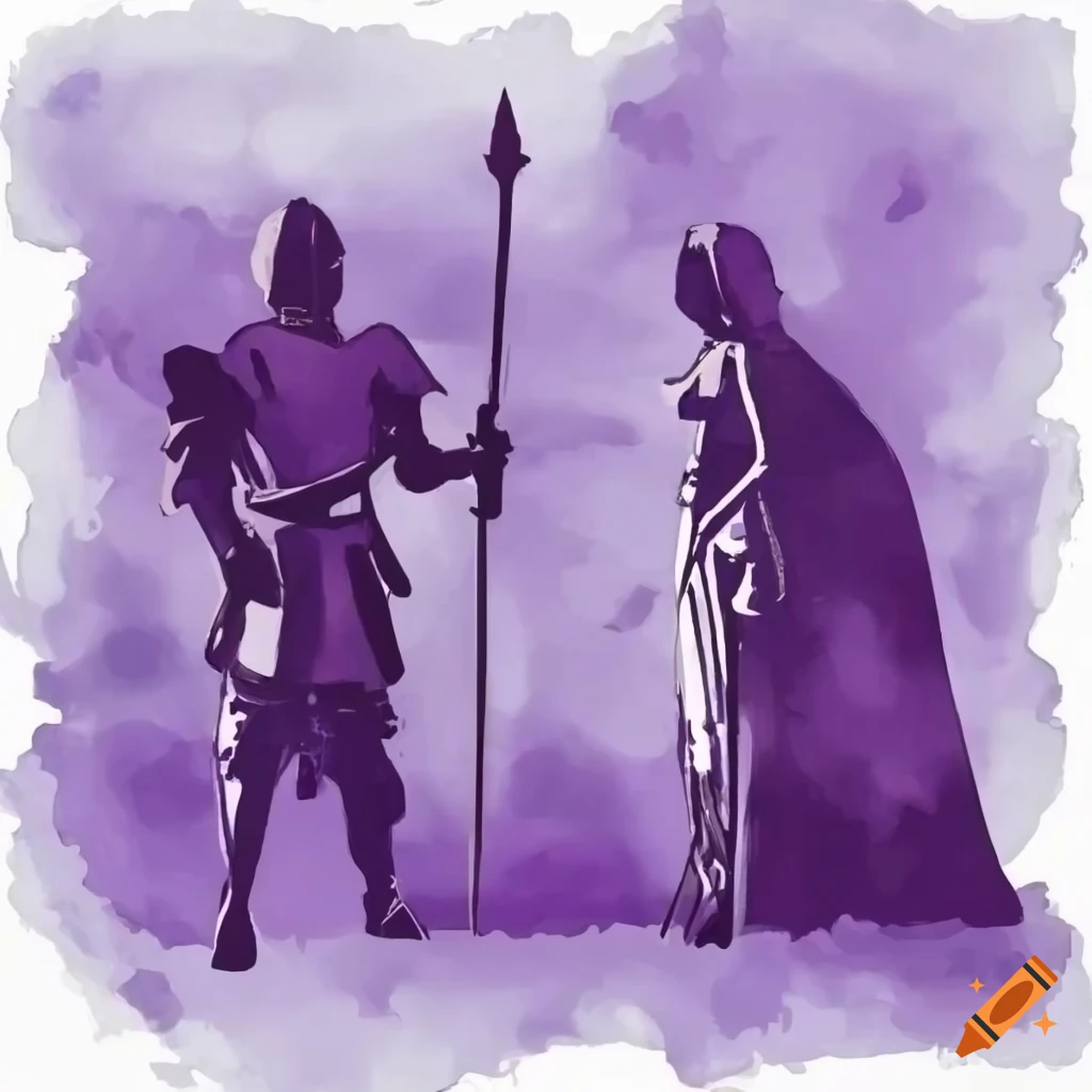 silhouette of a woman and a knight talking in a port