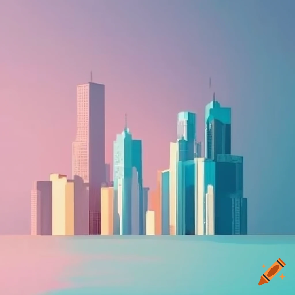 Minimalist chicago cityscape in pastel colors