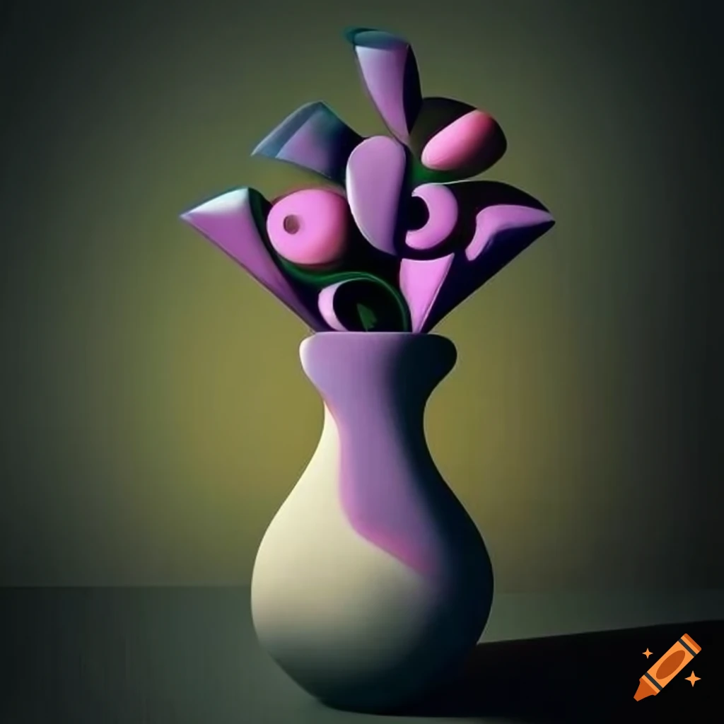 Surreal abstract artwork of a flower vase and door on Craiyon