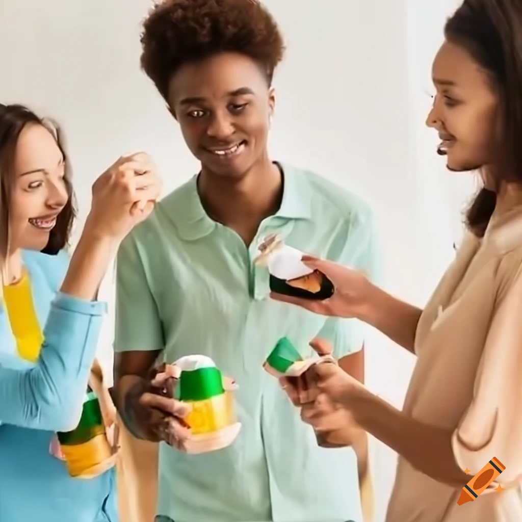 Diverse group using ecofriendly agave packaging on Craiyon