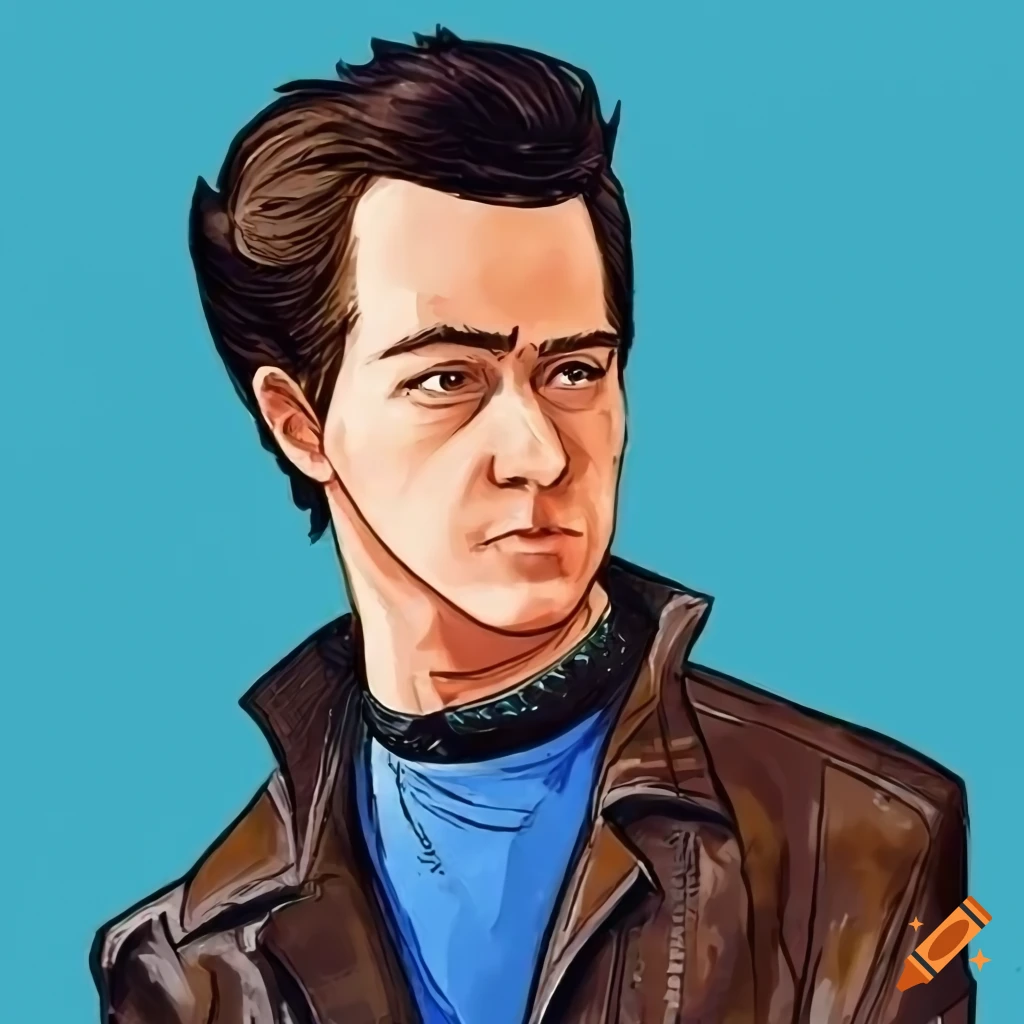 Pulp comic art of a young edward norton as a street smart conman and ...