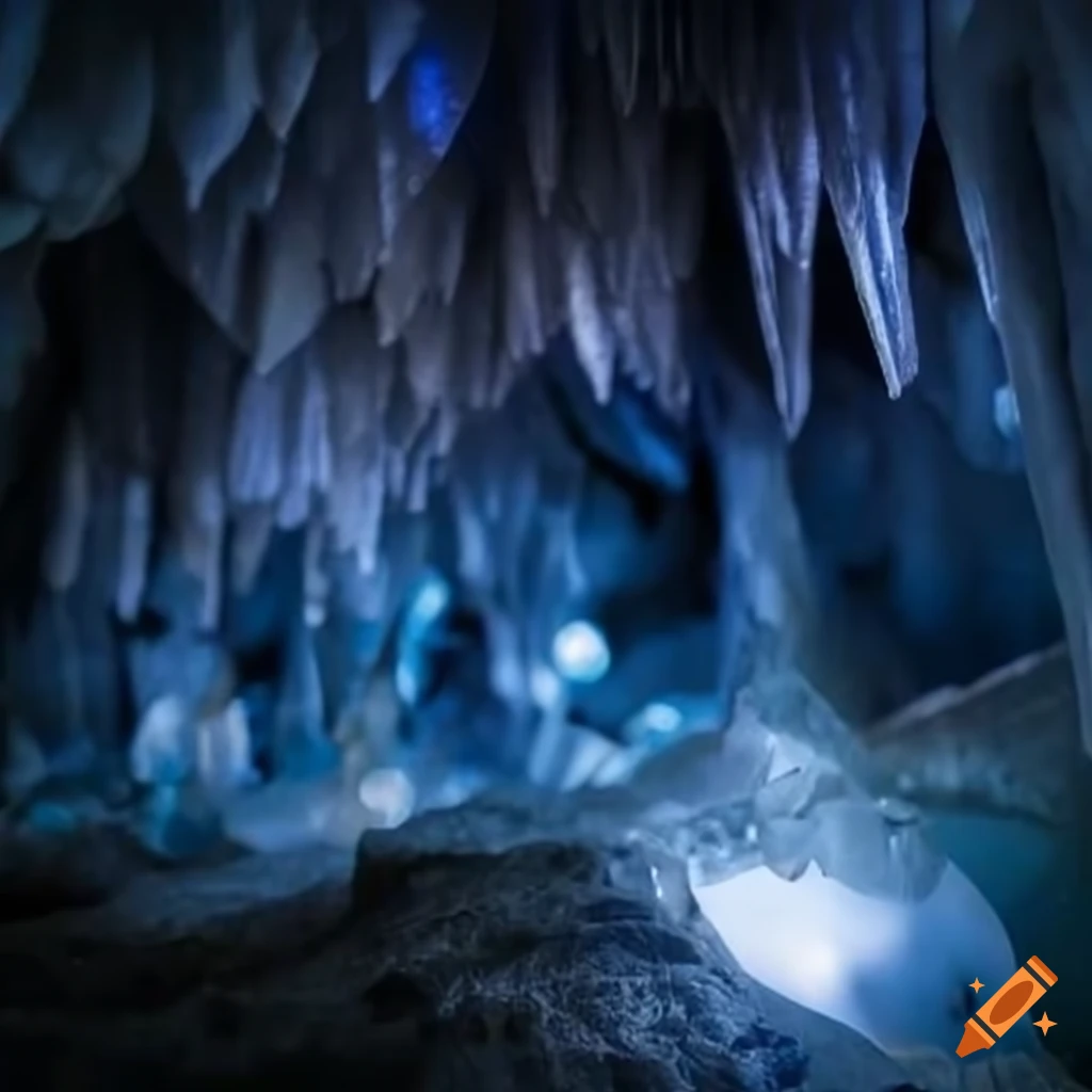 Glowing crystals inside a cave on Craiyon