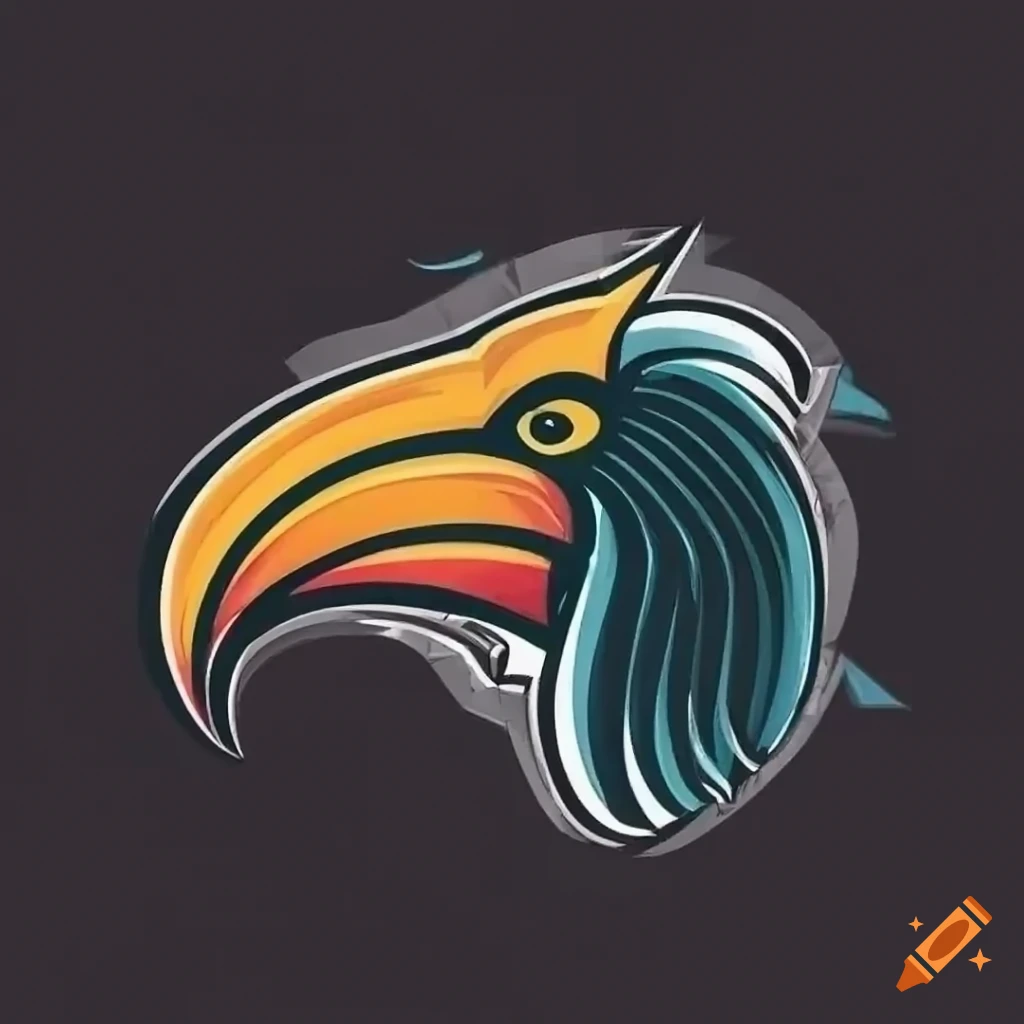 Geometric minimal line style hornbill logo Vector Image