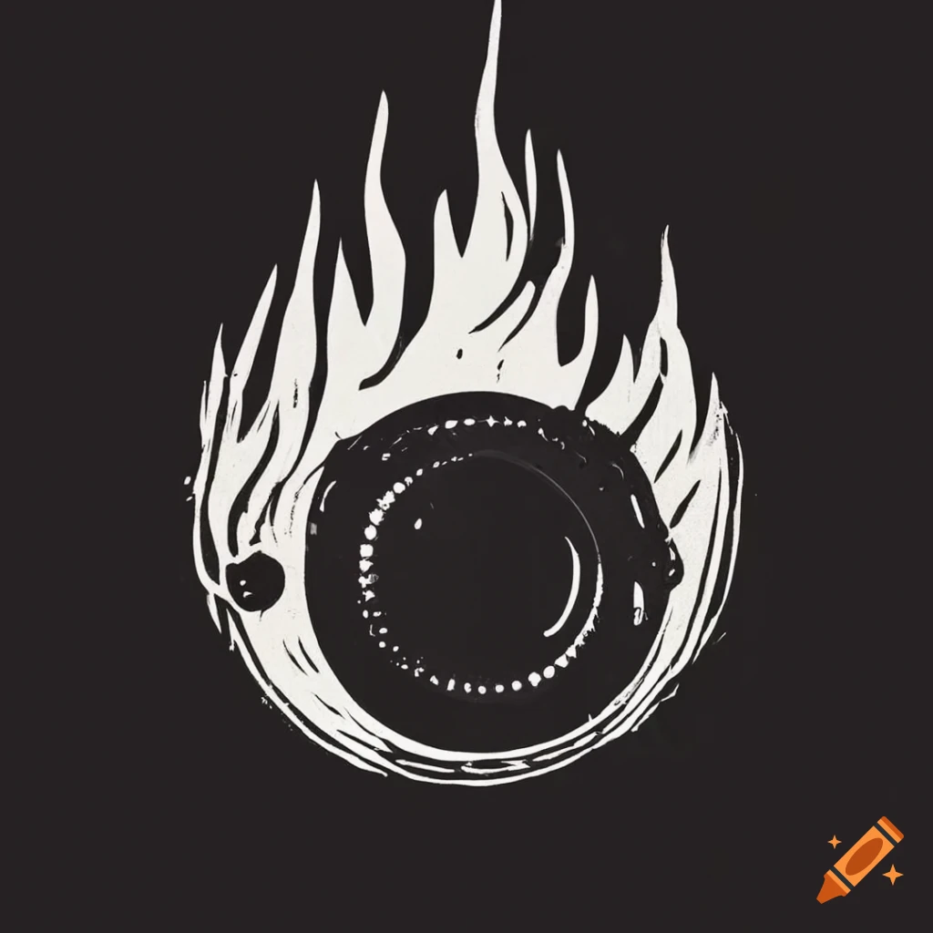 monochromatic linocut logo of a film production company in horror style