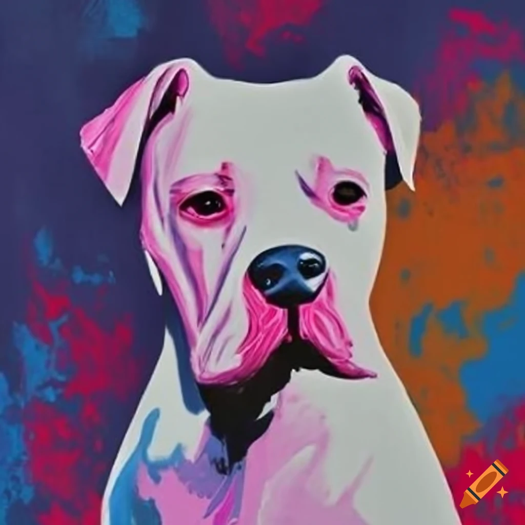 Andy warhol painting of a dogo argentino on Craiyon