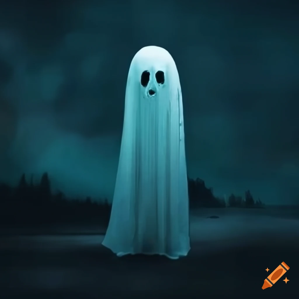 Minimalist illustration of a lonely ghost
