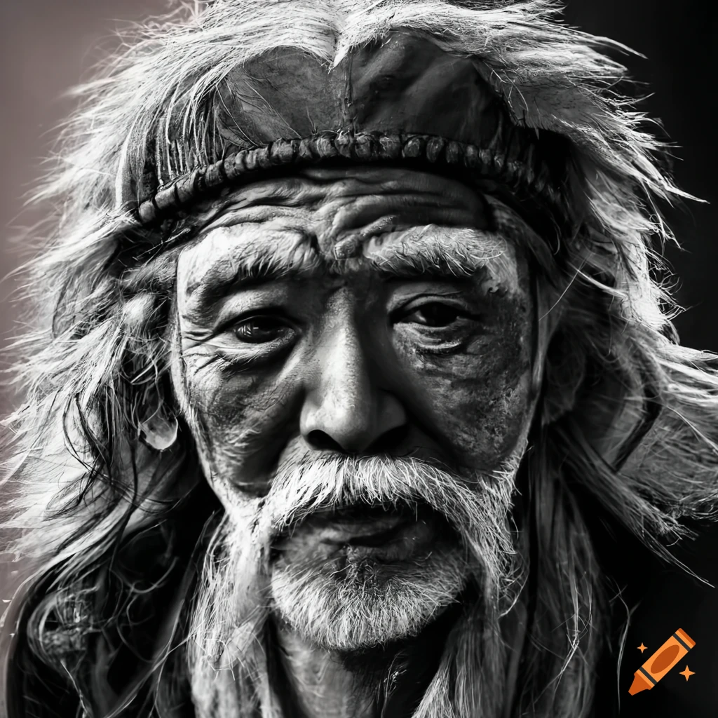 portrait of a bearded Japanese hobo