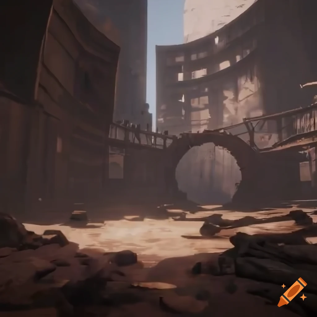 dystopian fighting arena with metal fencing