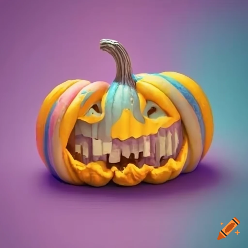 colorful Halloween scene with pumpkins and kids