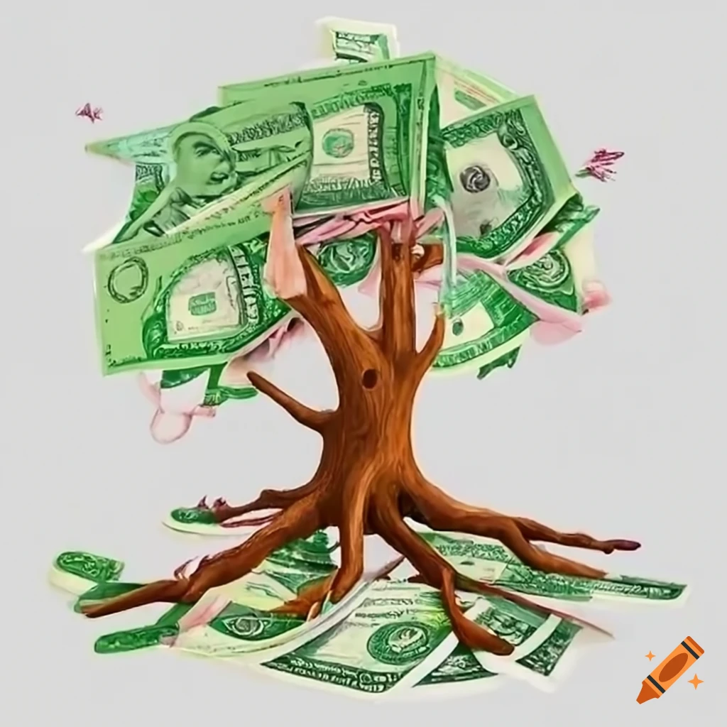 Artistic drawing of a dollar tree on Craiyon