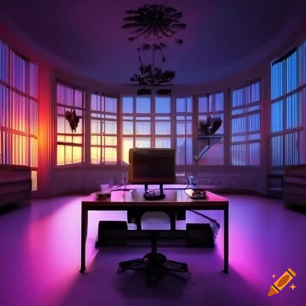 Animated small room with computer on Craiyon