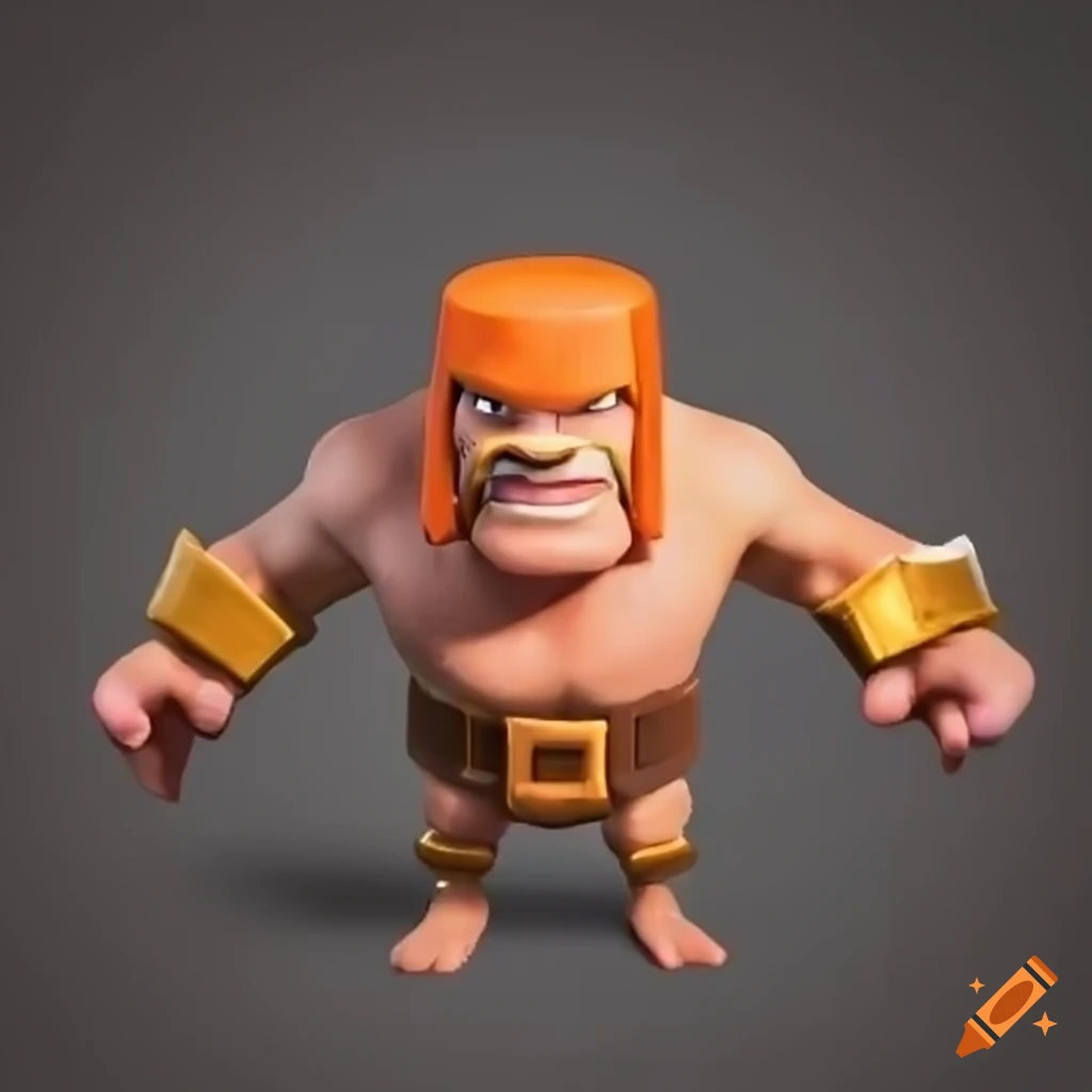Orange-haired barbarian character from clash of clans on Craiyon