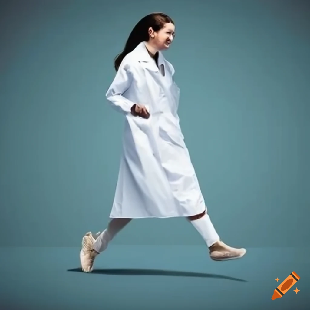 Person In Lab Coat Running