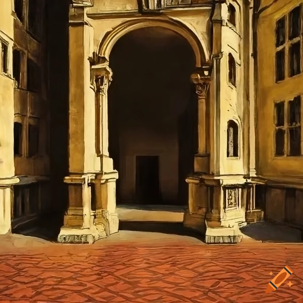 courtyard of Bodleian library by Giorgio de Chirico