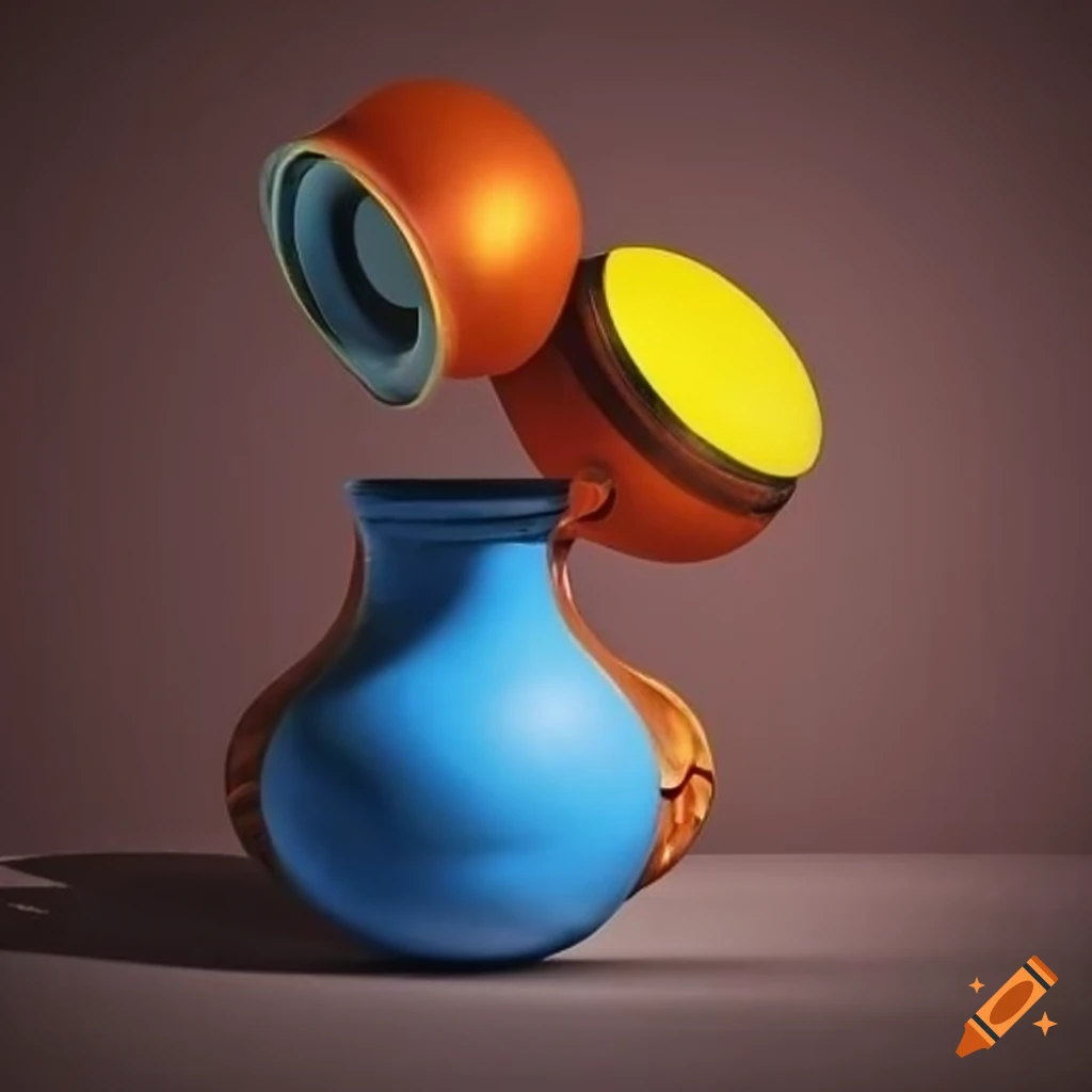 surreal door with colorful flower vase