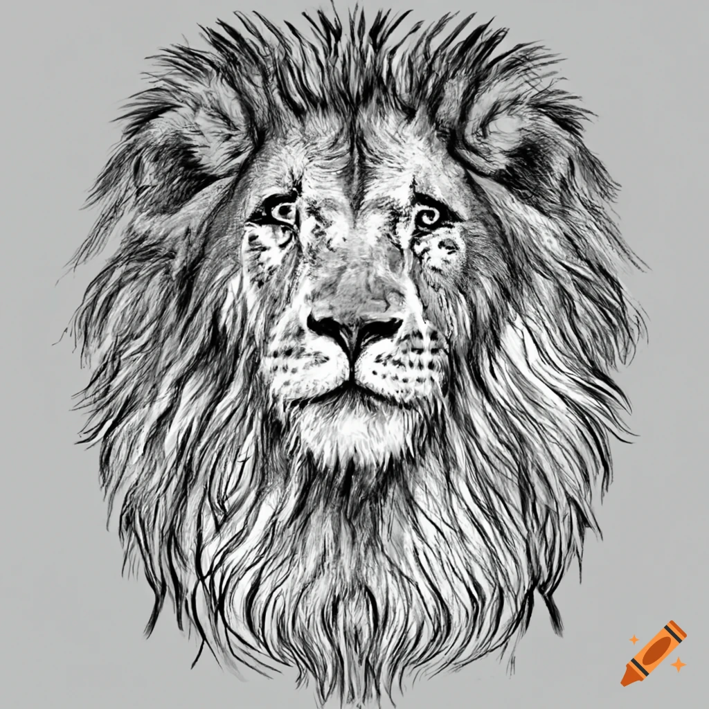 Roaring Lion Face Art Silhouette Drawing - Lion - Sticker | TeePublic