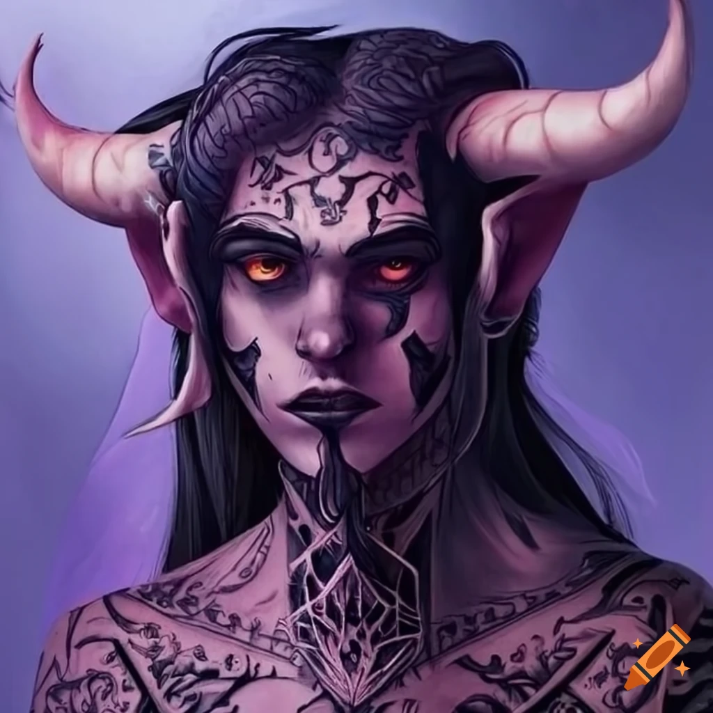 gothic-tiefling-with-intricate-tattoo-designs-on-craiyon