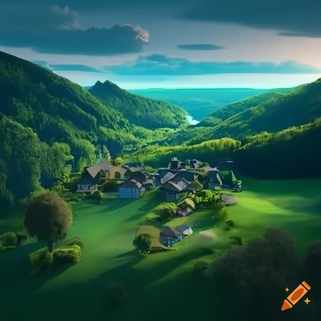3d-image-of-a-peaceful-village-in-the-hills-on-craiyon
