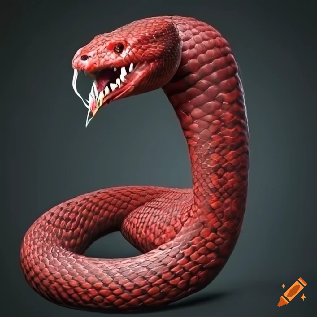 3d snake with striking red and black colors on Craiyon