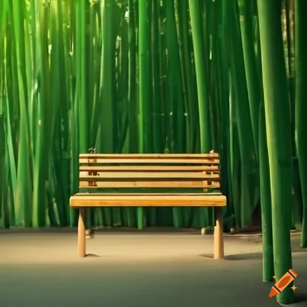 park bench surrounded by bamboo