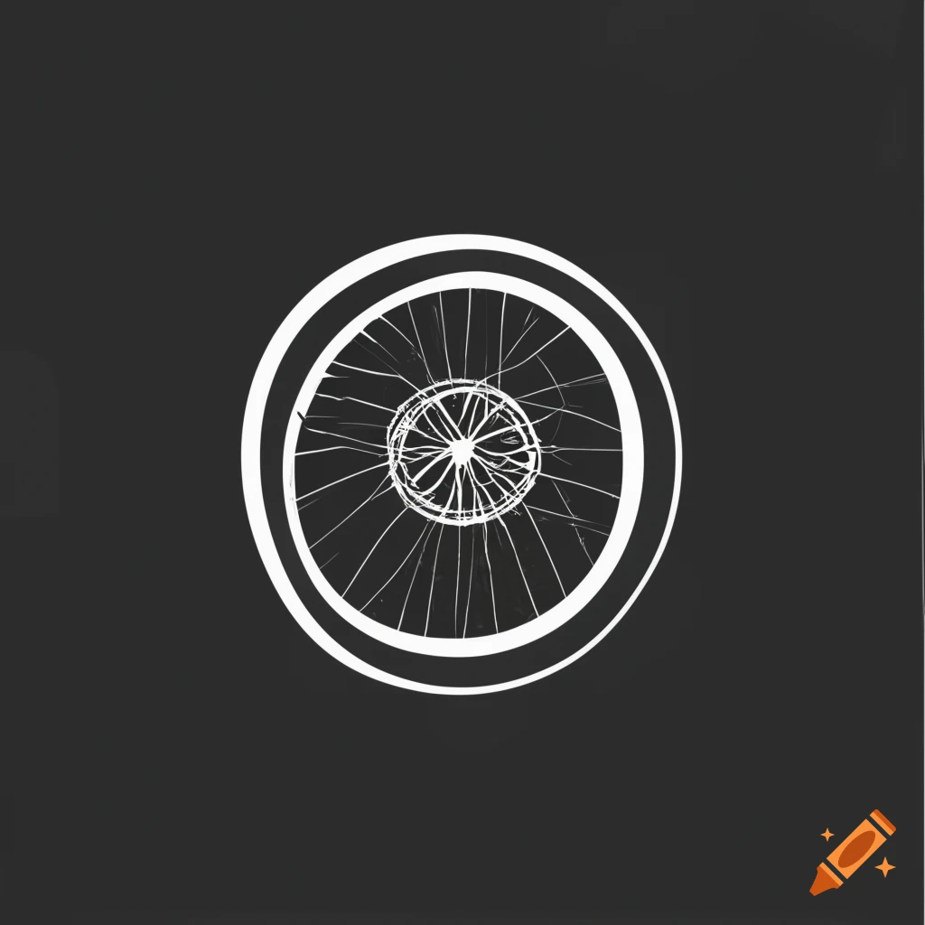 Line art logo design with bicycle wheel and recycling symbol on Craiyon