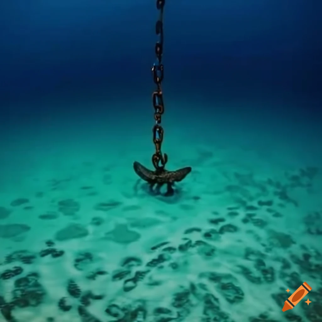 Anchor chained to the bottom of a boat on Craiyon