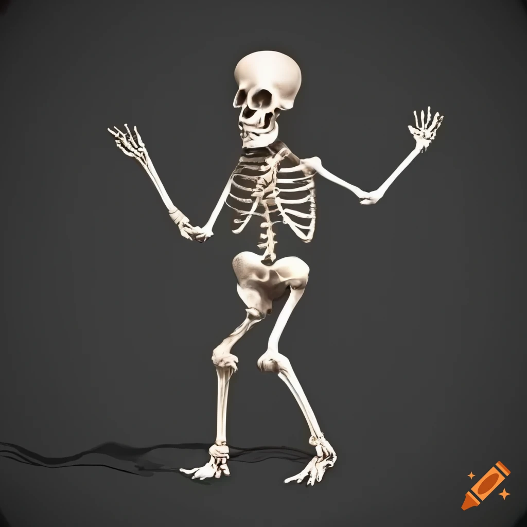 artistic depiction of a dancing skeleton