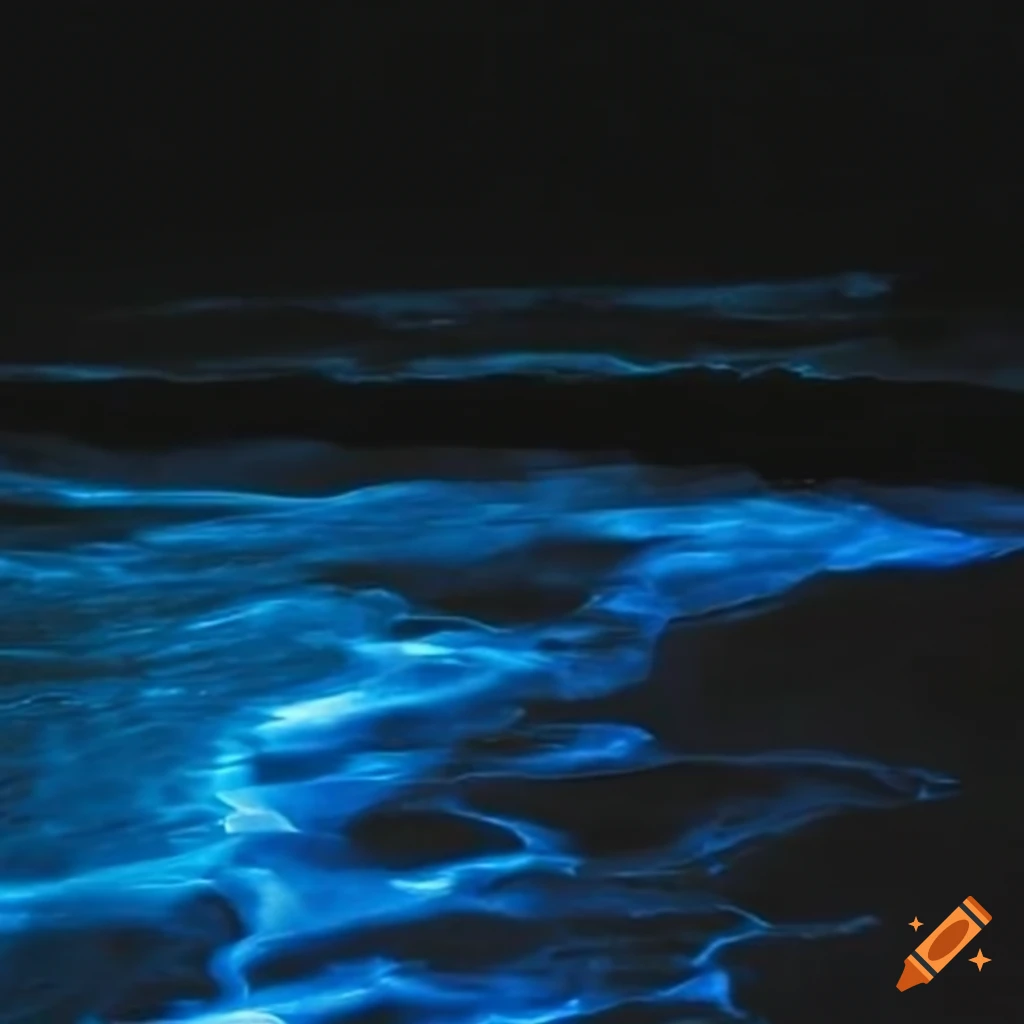 bioluminescent island marsh at night