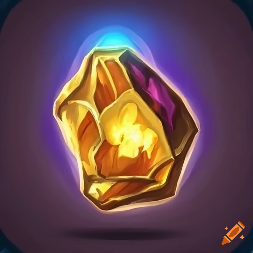 Golden magic stone in hearthstone style on Craiyon