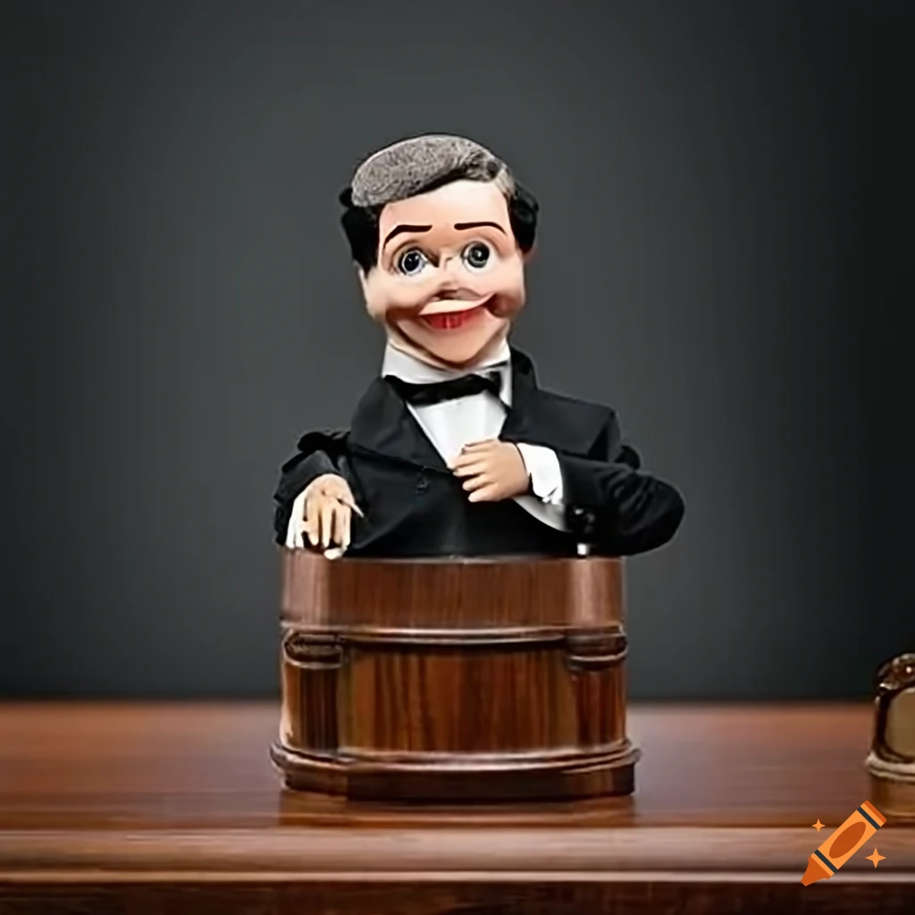 Ventriloquist doll of mike johnson in congress on Craiyon