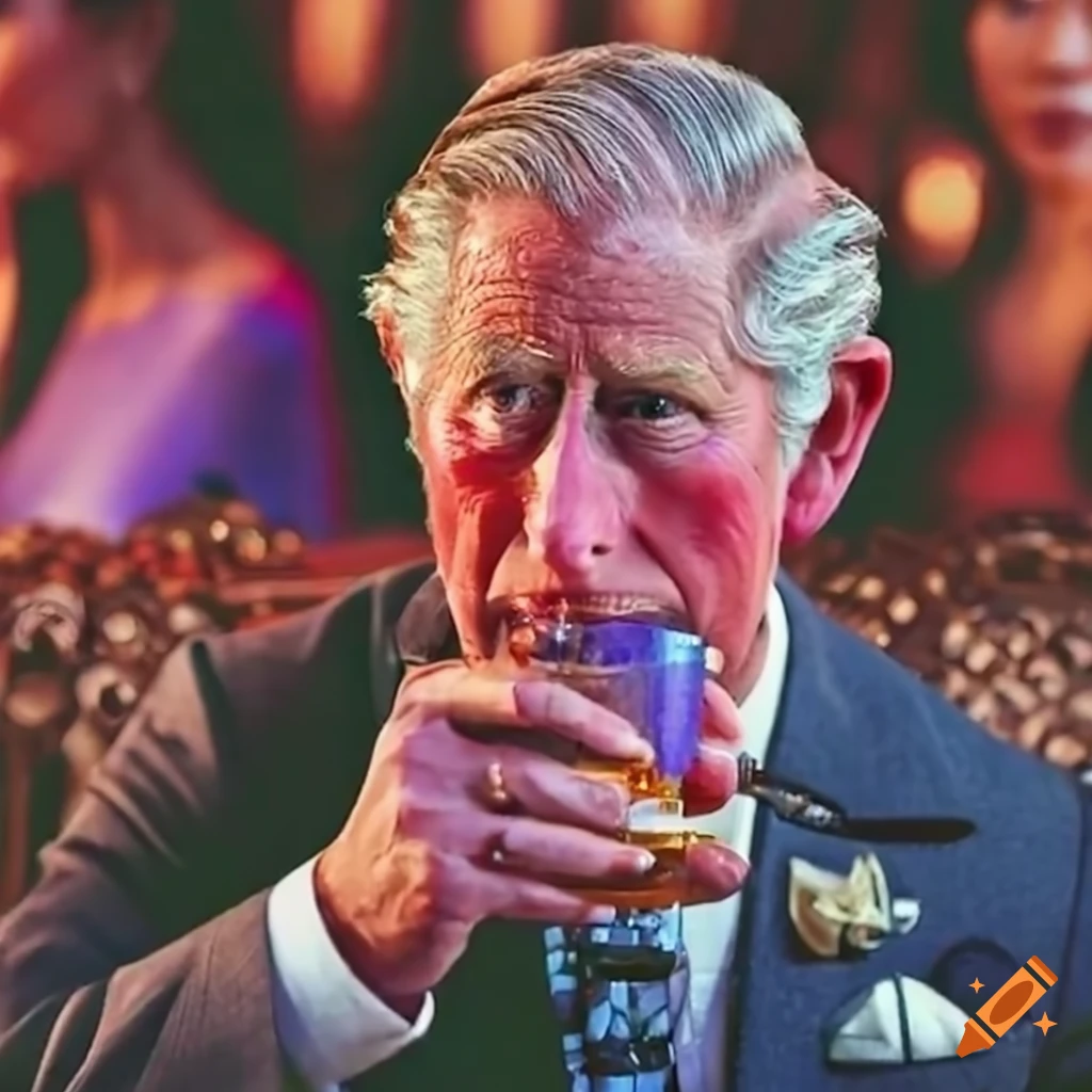Prince Charles singing at a karaoke club
