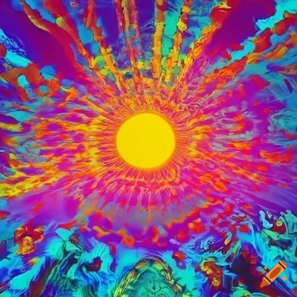 Bright and colorful sunrise with psychedelic vibes