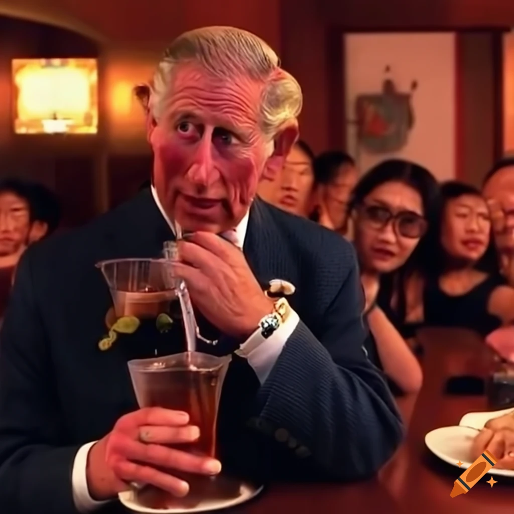 Prince Charles singing at a karaoke club
