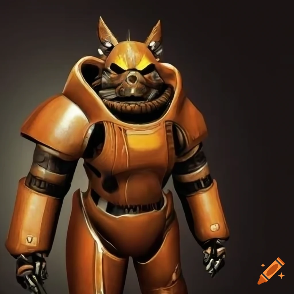 Fallout Power Armor with fox motif and black coloration