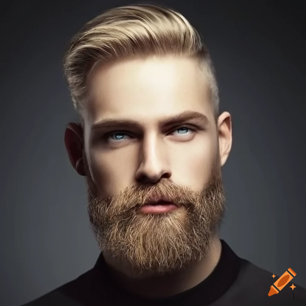 portrait of a handsome blonde man with a beard