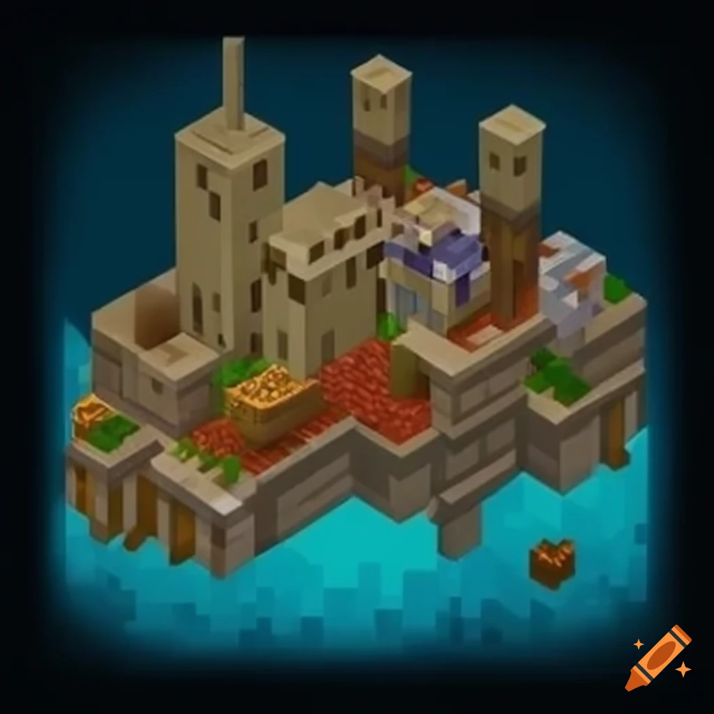 Snapshot of a bustling minecraft realm on Craiyon