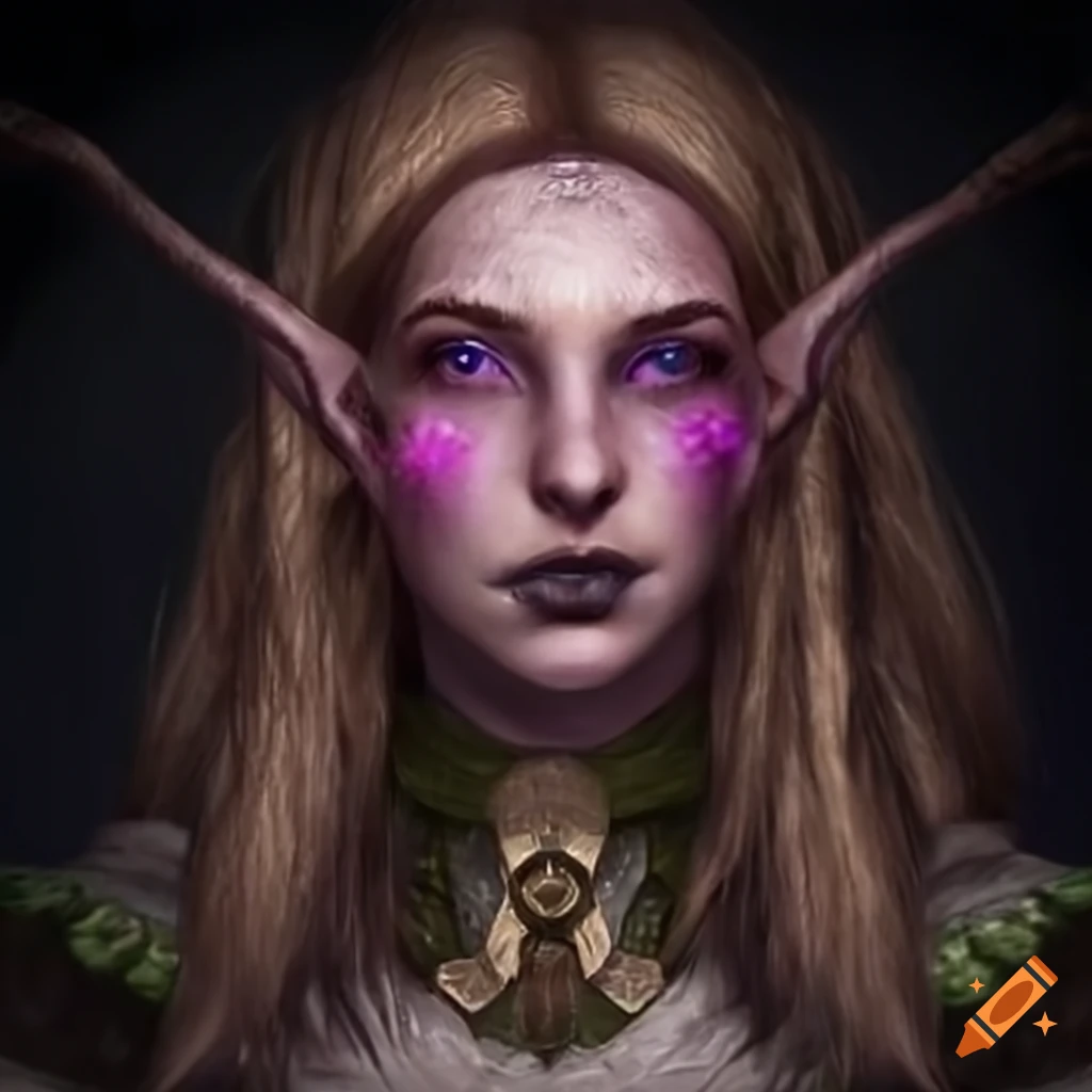 Portrait of a young half-elf female druid on Craiyon