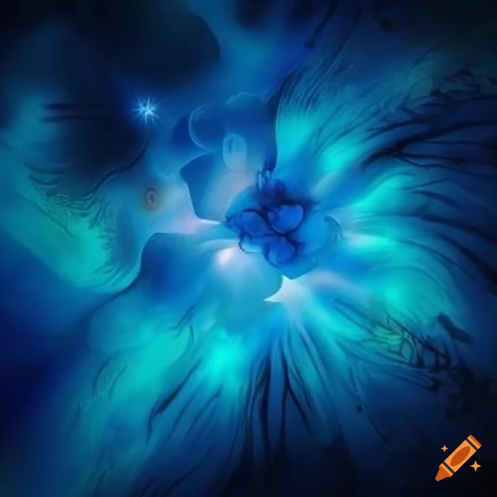 Blue mystical artwork on Craiyon