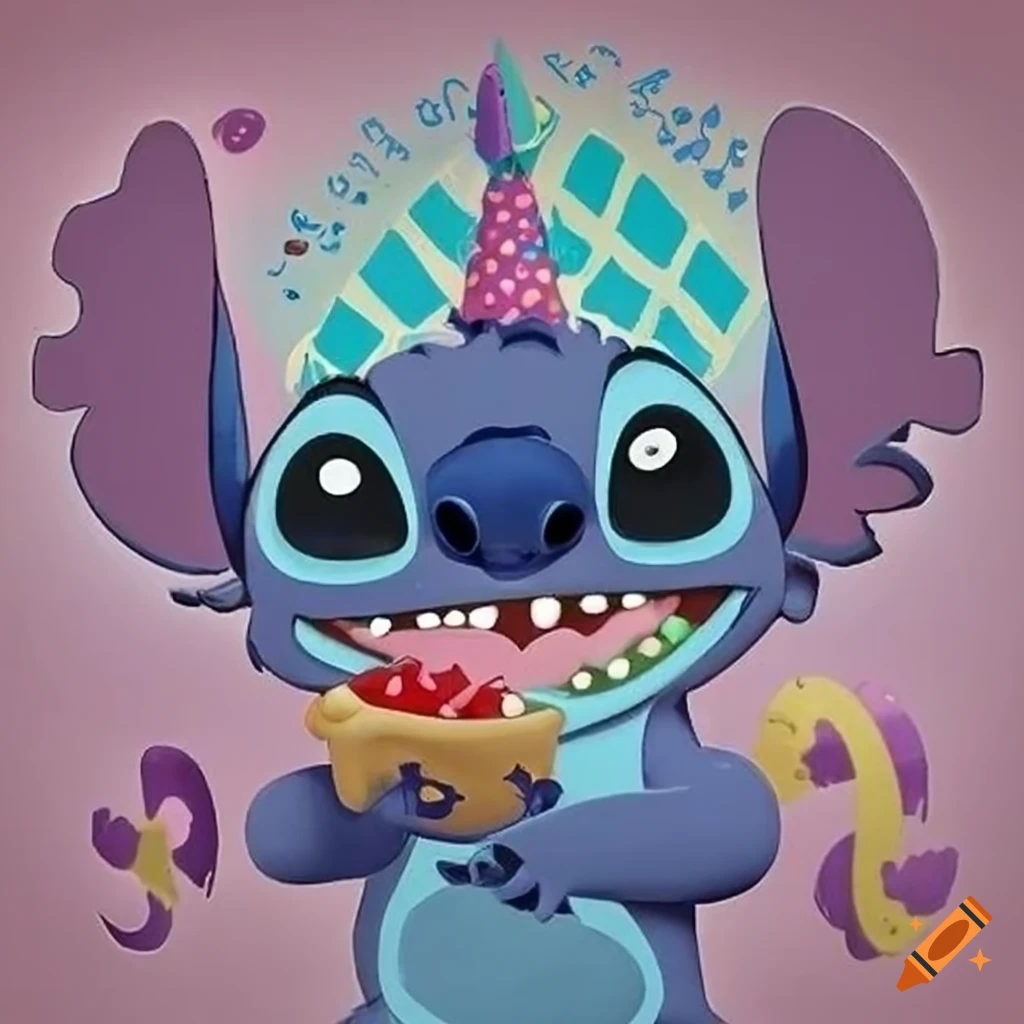 Stitch birthday poster on Craiyon