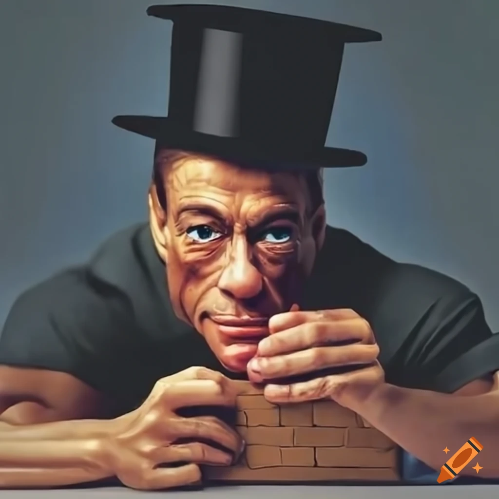 Jean-Claude Van Damme in a magician hat with a magic stick
